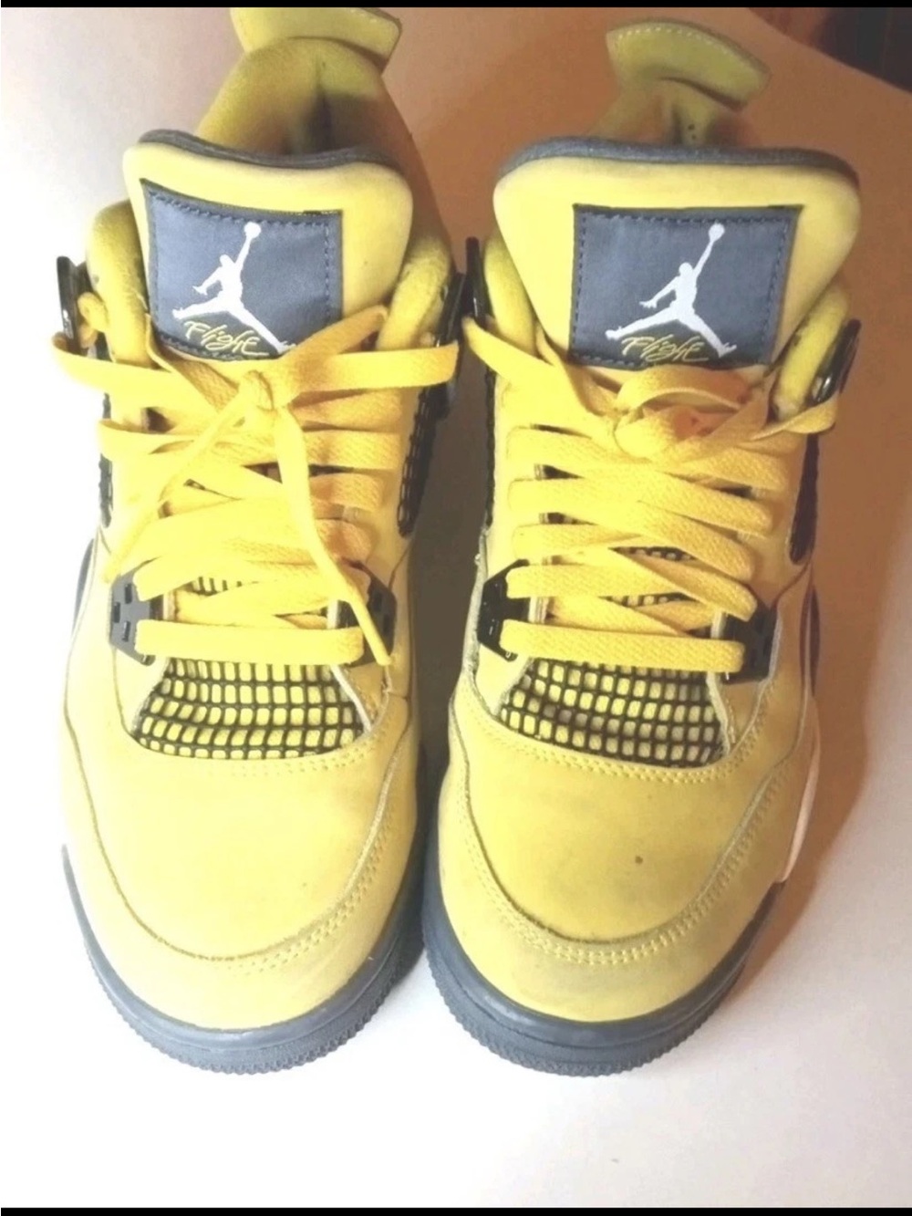 Nike Yellow and Black Air Jordan Thunder 4 Retro 5.5Y